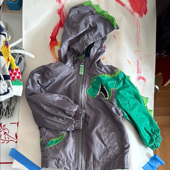 London Fog Gray and Green Dinosaur Jacket - Picture 1 of 2